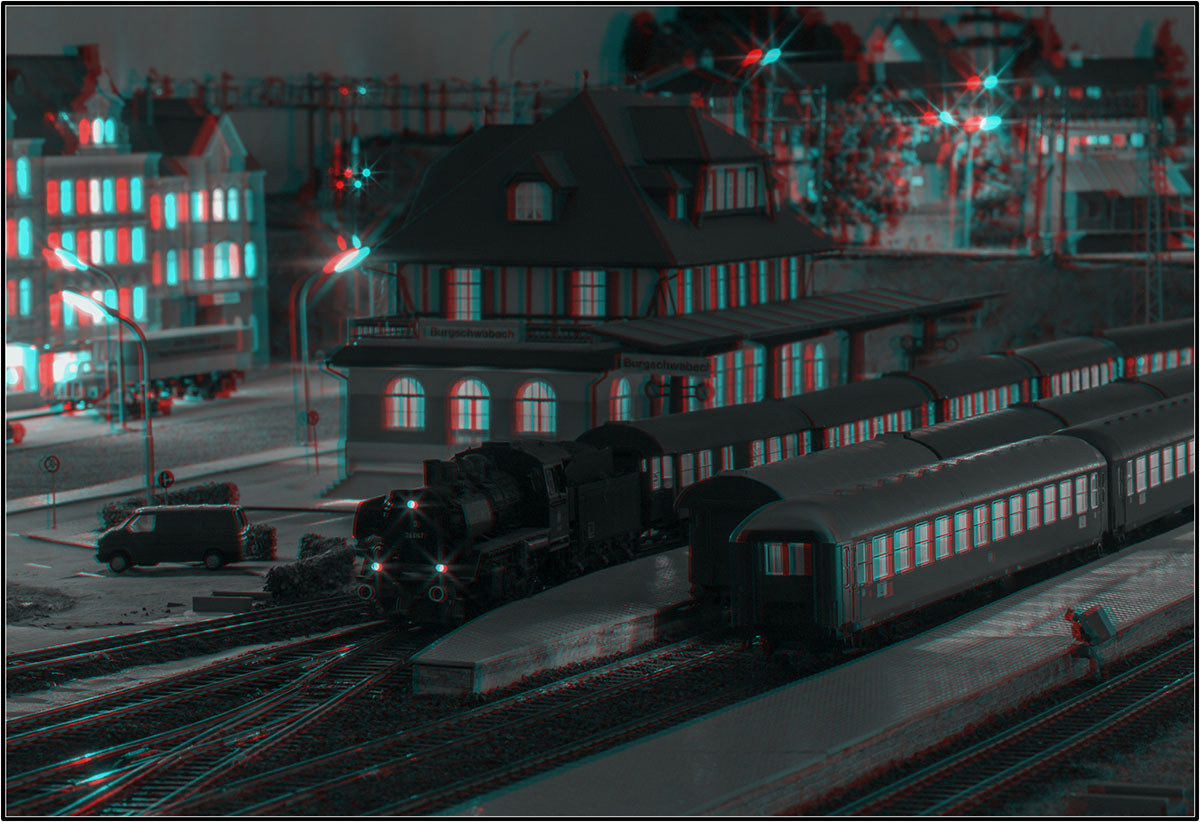 Nachtzug anaglyph schwarzweiss